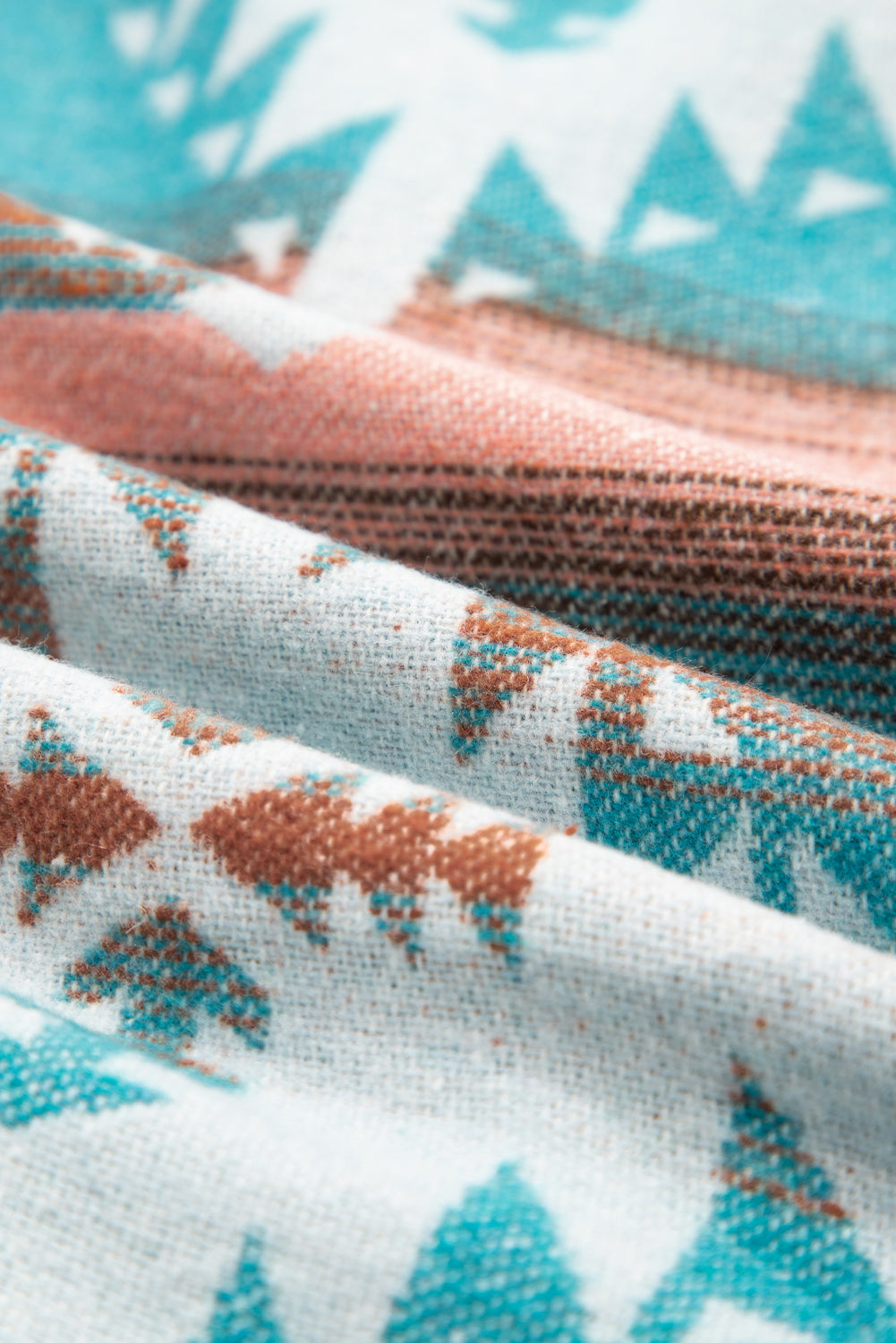 Green Quarter Zip Elastic Cuffs Aztec Sweatshirt