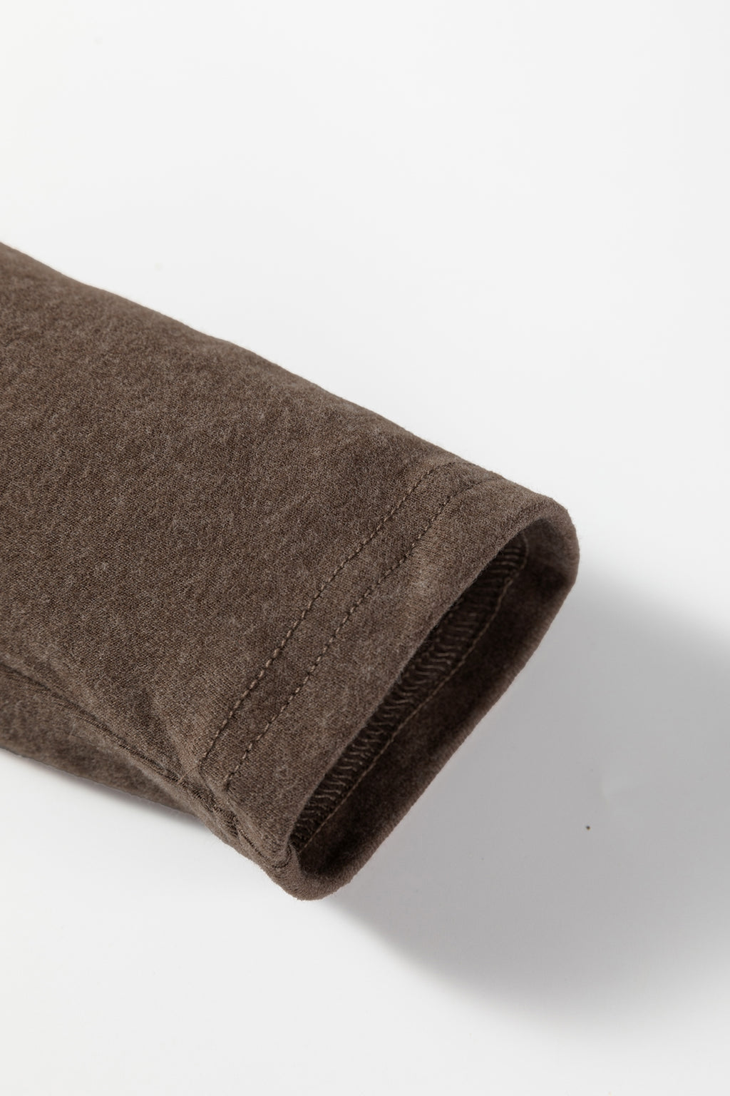 Chicory Coffee Solid Exposed Seam Crew Neck Long Sleeve Top