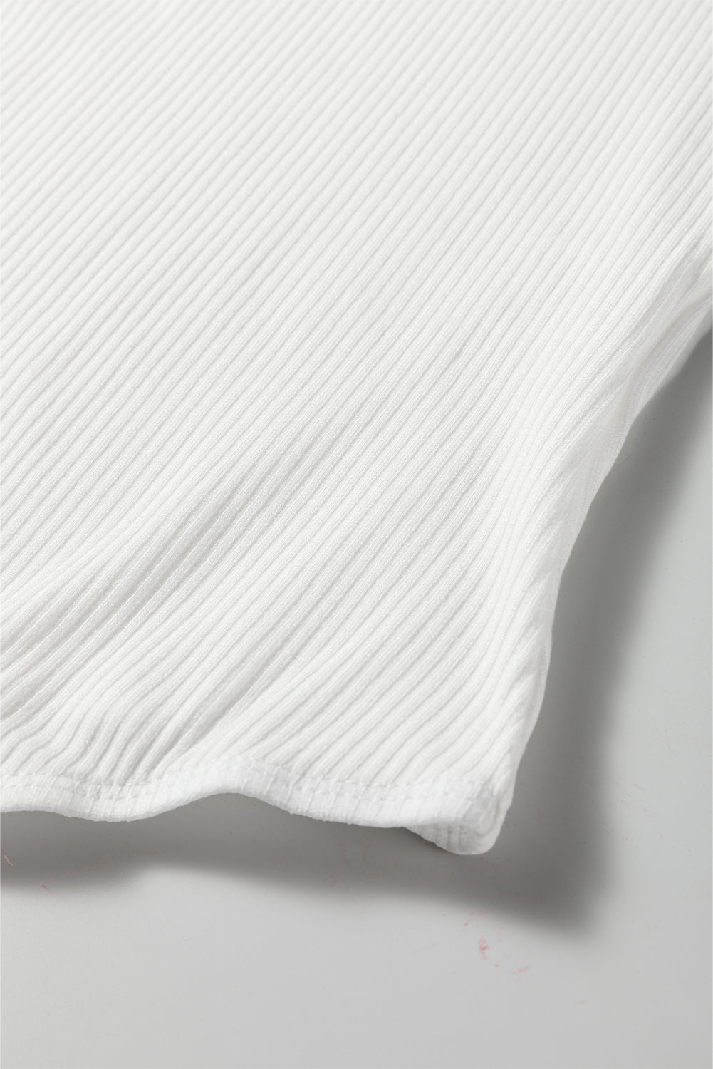 White Ribbed Long Sleeve Crew Neck Solid Color Bodysuit