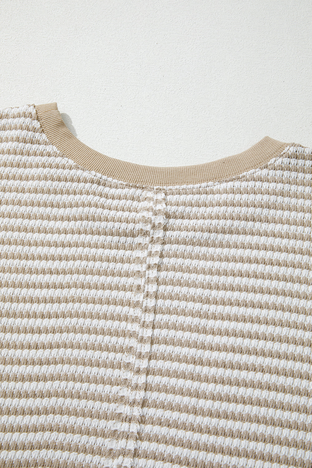 Brown Stripe Plus Size Breathable Knit Ribbed Trim Long Sleeve Top