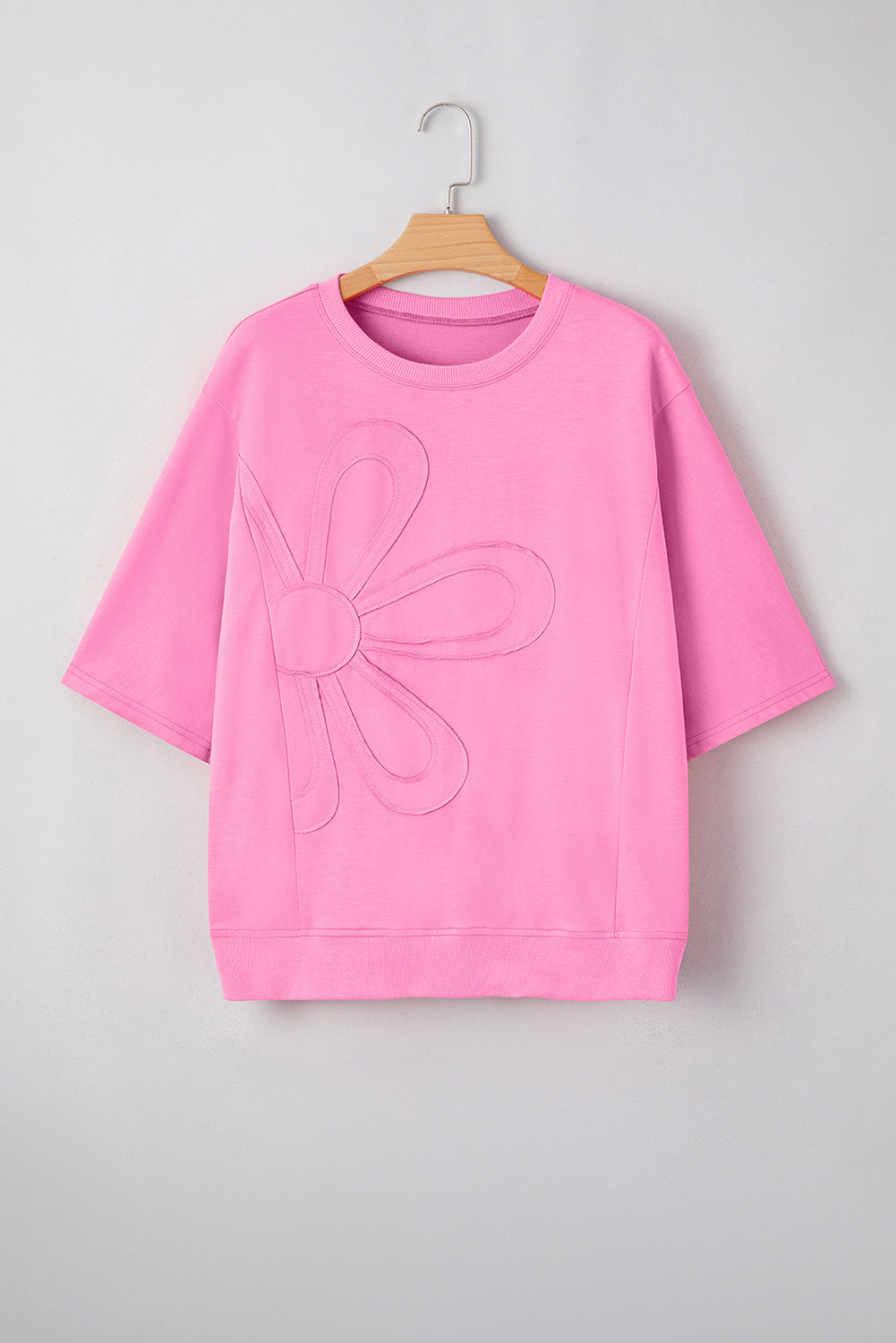 Sachet Pink Floral Patched Half Sleeve Tunic Top