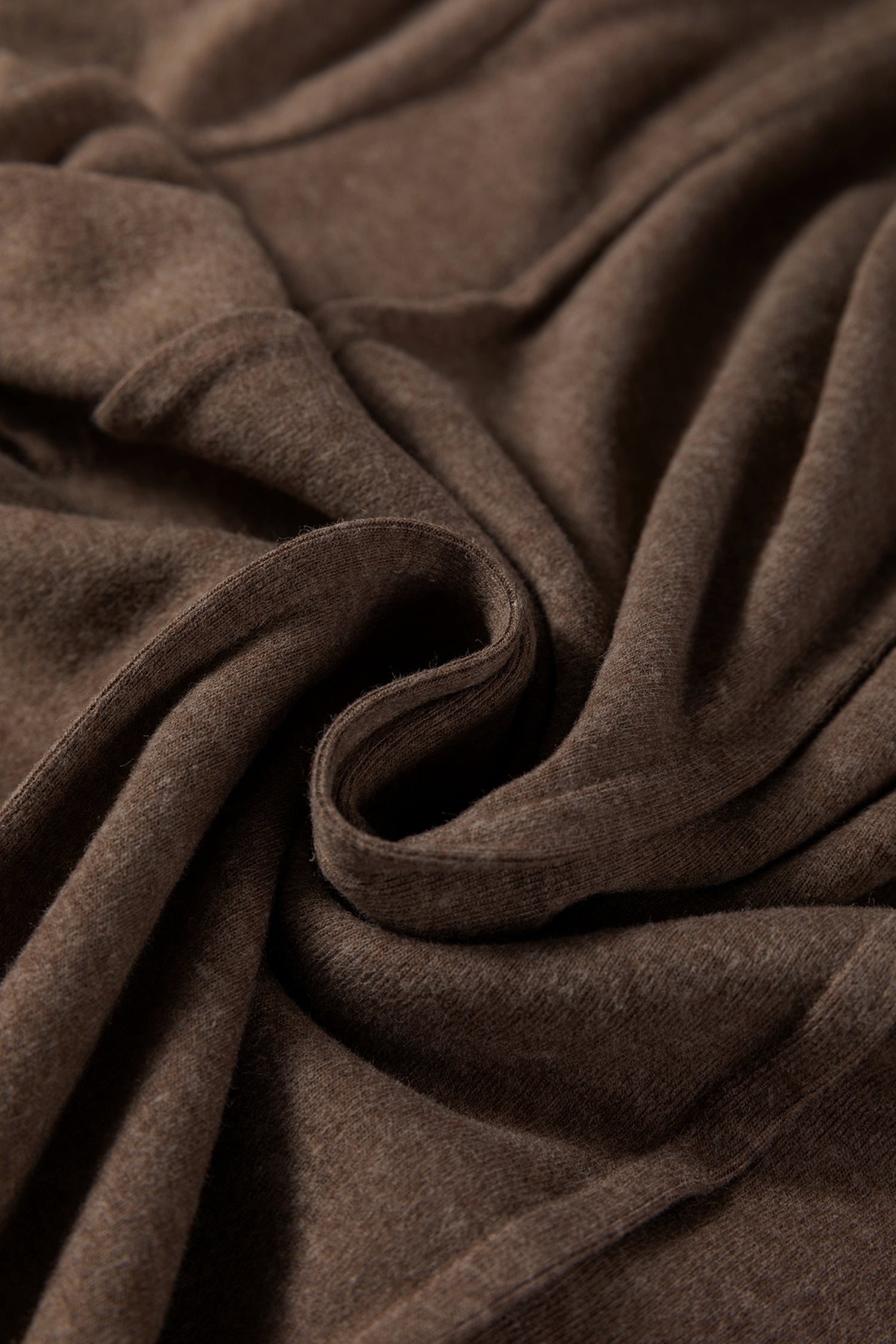 Chicory Coffee Solid Exposed Seam Crew Neck Long Sleeve Top